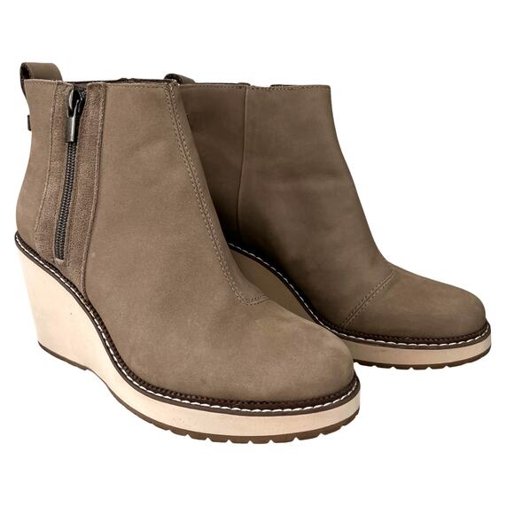 TOMS Womens Raven Water Resistant Wedge Booties Taupe 7 - Picture 2 of 14